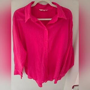 H&M Bright Pink Button Down Shirt
